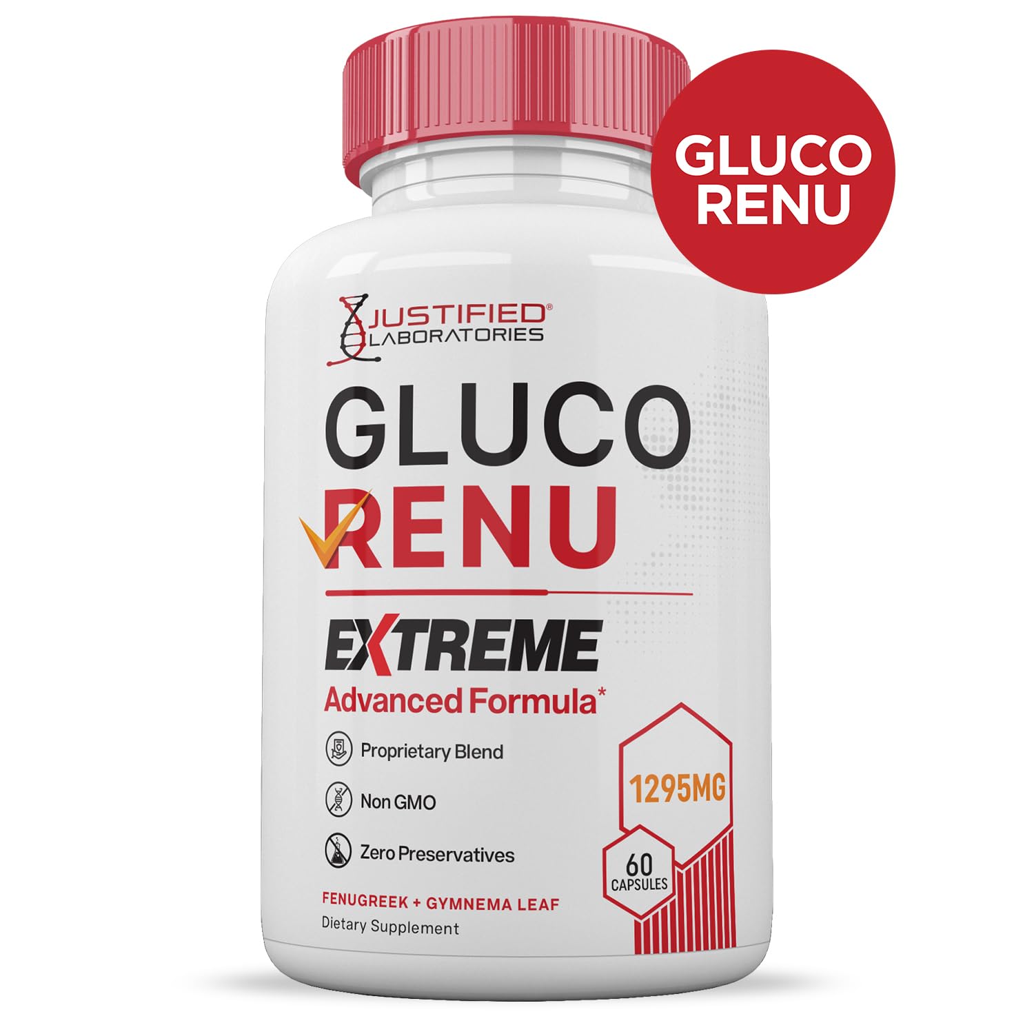 Gluco Renu Extreme 1295MG Glyco Support Pills Advacned Formula Gluo Renew Glycogen Support Formulated with Turmeric Berberine Resveratrol Garlic Bitter Melon Milk Thistle 60 Capsules Justified Laboratories uk supplements