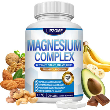 Magnesium Complex Supplement 1200mg - Advanced 7-in-1 Magnesium Blend - Glycinate, Citrate, Malate, Taurate, Oxide, Aspartate, Orotate – High Absorption Formula – Non-GMO, 90 Capsules Lipzome uk supplements