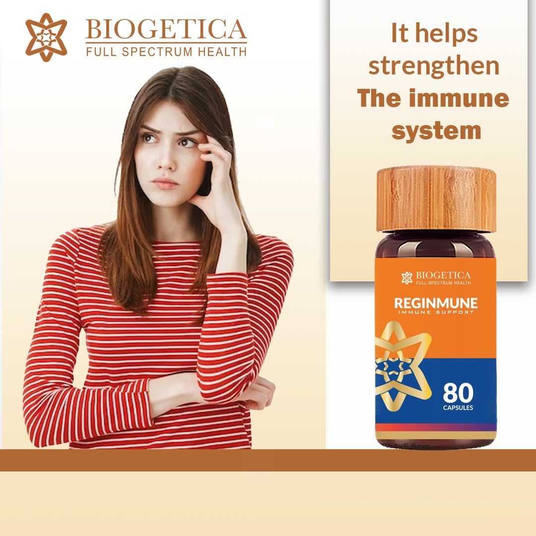 Biogetica Reginmune - Natural Immune Support Care Daily Boost Immune System Booster - 80 Capsules Biogetica uk supplements