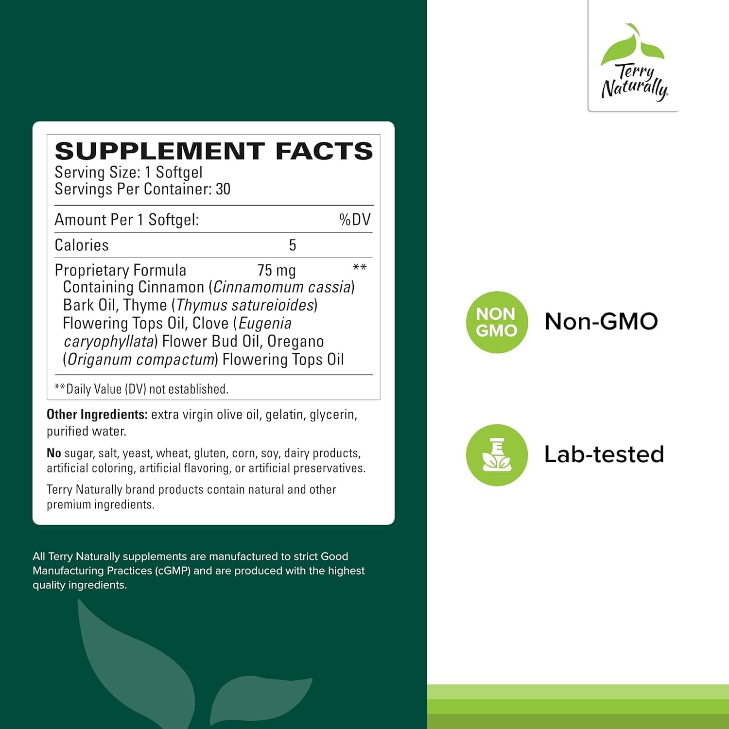 Terry Naturally Bacteril - Intestinal Support Supplement with Clove, Cinnamon, Thyme & Oregano - Immune Support Supplement with Antioxidant Support - Intestinal Support - 30 Softgels Terry Naturally uk supplements
