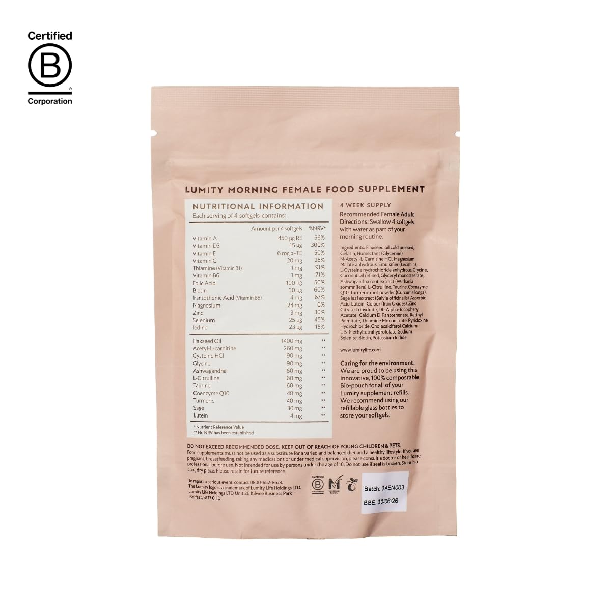 Lumity Morning & Night Female Supplement - 24-Hour Nutritional Support for Perimenopause, Energy, Sleep Quality, Hormones, Skin & Eye Health - Vitamins, Minerals, Amino Acids & Omega 3s, 4-Week Supply LUMITY uk supplements