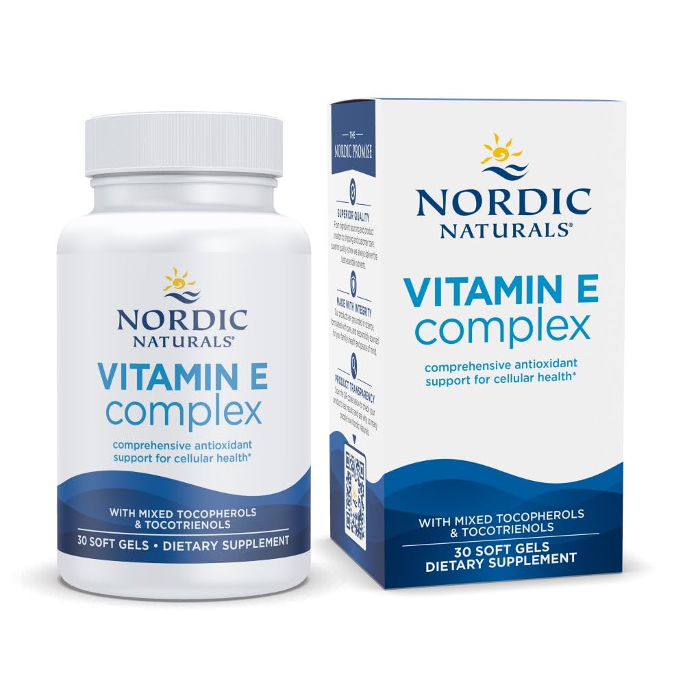 Nordic Naturals Vitamin E Complex, Unflavored - 30 Soft Gels - 6 Forms of Vitamin E for Antioxidant Support - Cellular Protection - Non-GMO - 30 Servings Nordic Naturals uk supplements