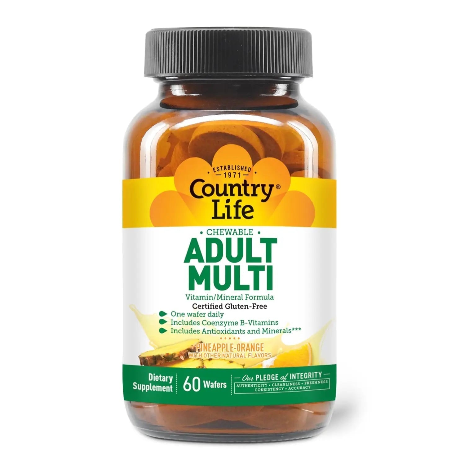 Country Life Adult Chewable Multivitamin with Coenzyme B-Vitamins, Antioxidants, Minerals, Pineapple-Orange Flavor Country Life uk supplements