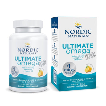 Nordic Naturals Ultimate Omega Xtra, Lemon Flavor - 60 Soft Gels - 1480 mg Omega-3 + 1000 IU Vitamin D3 - EPA & DHA - Brain, Heart, & Immune Health - 30 Servings Nordic Naturals uk supplements