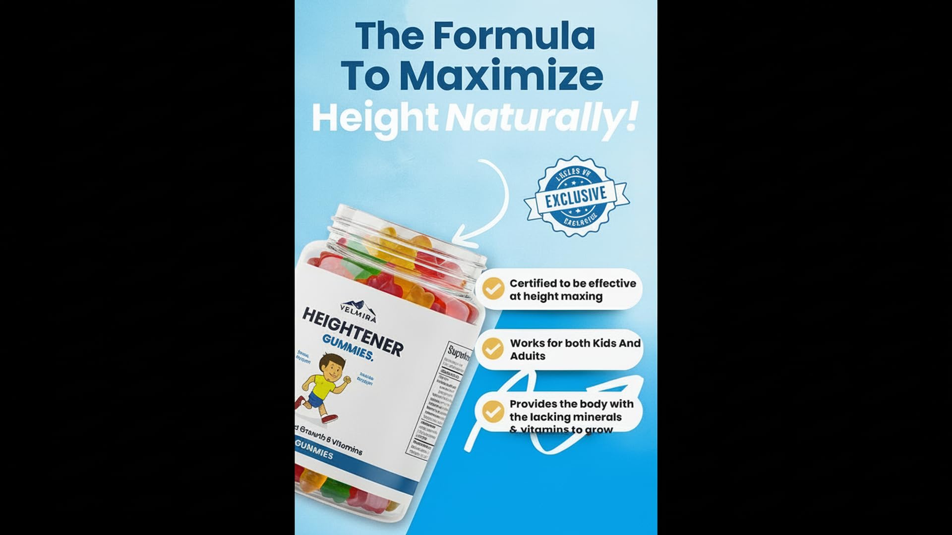 Velmira® Heightener Gummies for Bone Health & Development Support – Essential Vitamins & Minerals, Easy-to-Chew Gummies for Kids, Teens & Adults (Ages 5+) Velmira uk supplements