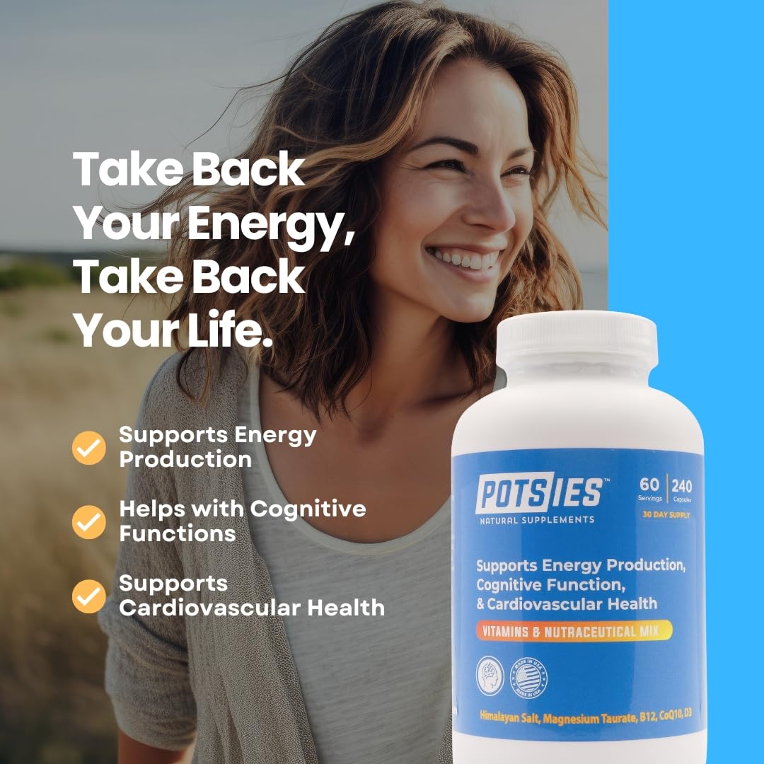 Potsies POTS Supplement Vitamin & Nutraceutical Mix Capsules for Pots Syndrome | POTS Management Essentials | 240 Capsules - 30 Day Supply Potsies uk supplements