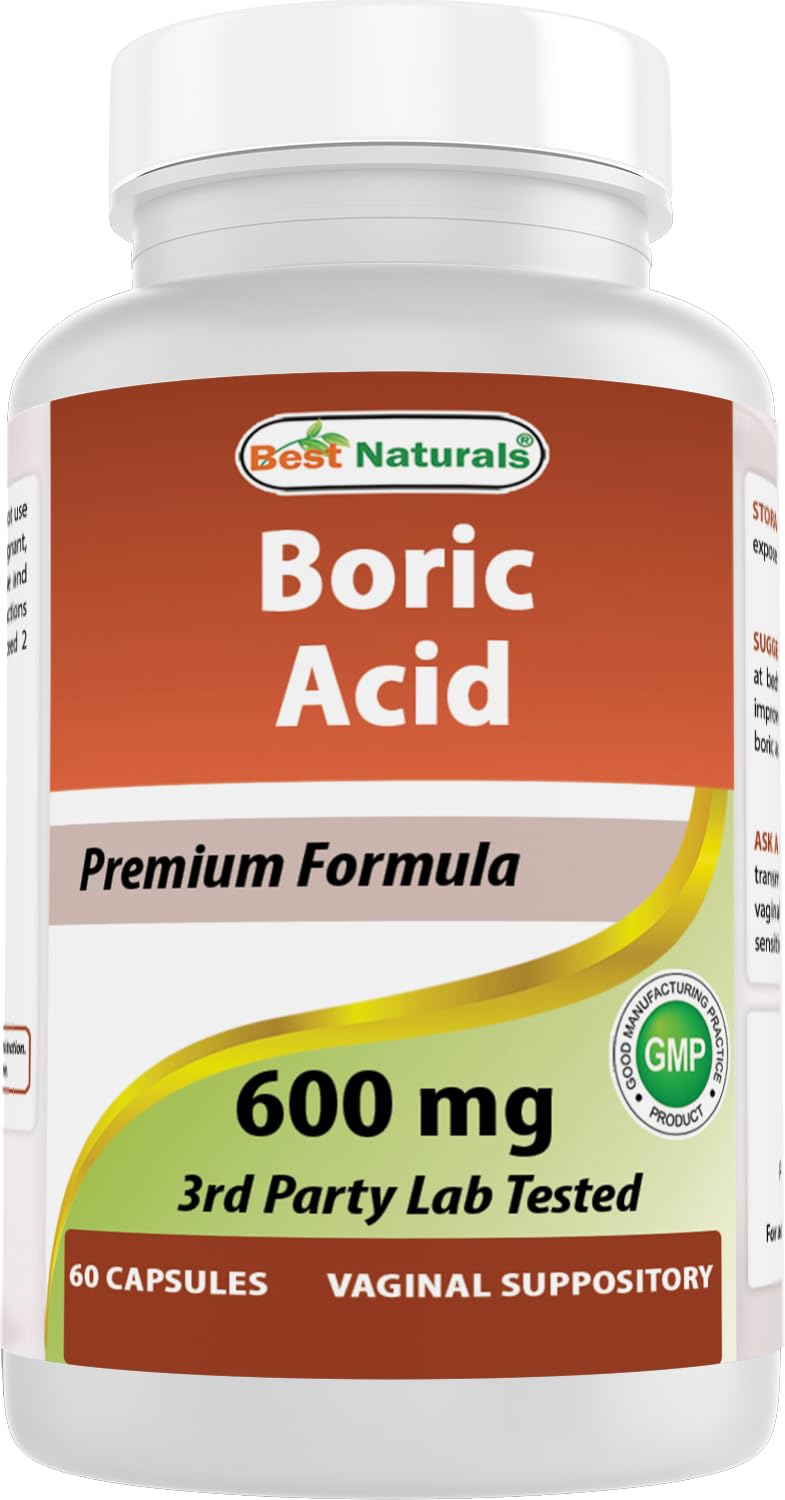 Best Naturals Boric Acid Vaginal Suppositories - Made in USA - USP Medical Grade Fine Powder, Easy Dissolve, Third Party Tested - 60 Count Best Naturals uk supplements