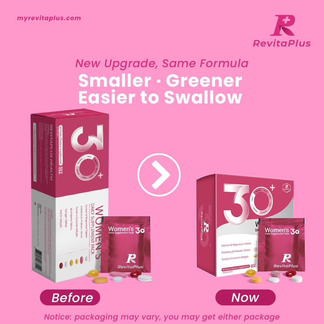 RevitaPlus Multivitamin for Women with Vitamin A,B,C,D3,E,K2,Biotin, Collagen,Krill Oil,Cranberries Supports Energy,Wellness,Beauty and Immune - Vitamin Packs for Women Health 30 Packs RevitaPlus uk supplements