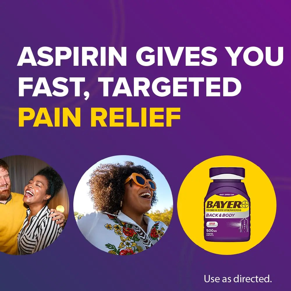 Bayer Extra Strength 500mg Aspirin Plus Caffeine for Powerful Pain Relief, 200 Coated Caplets Bayer uk supplements