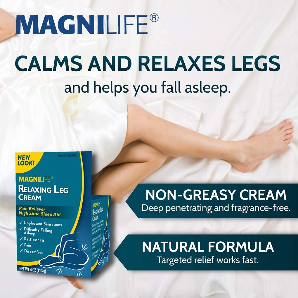 MagniLife Relaxing Leg Cream, Restless Legs, Deep Penetrating Topical for Pain, Naturally Soothe Cramping, Discomfort, and Tossing with Lavender and Magnesium - 4oz MagniLife uk supplements