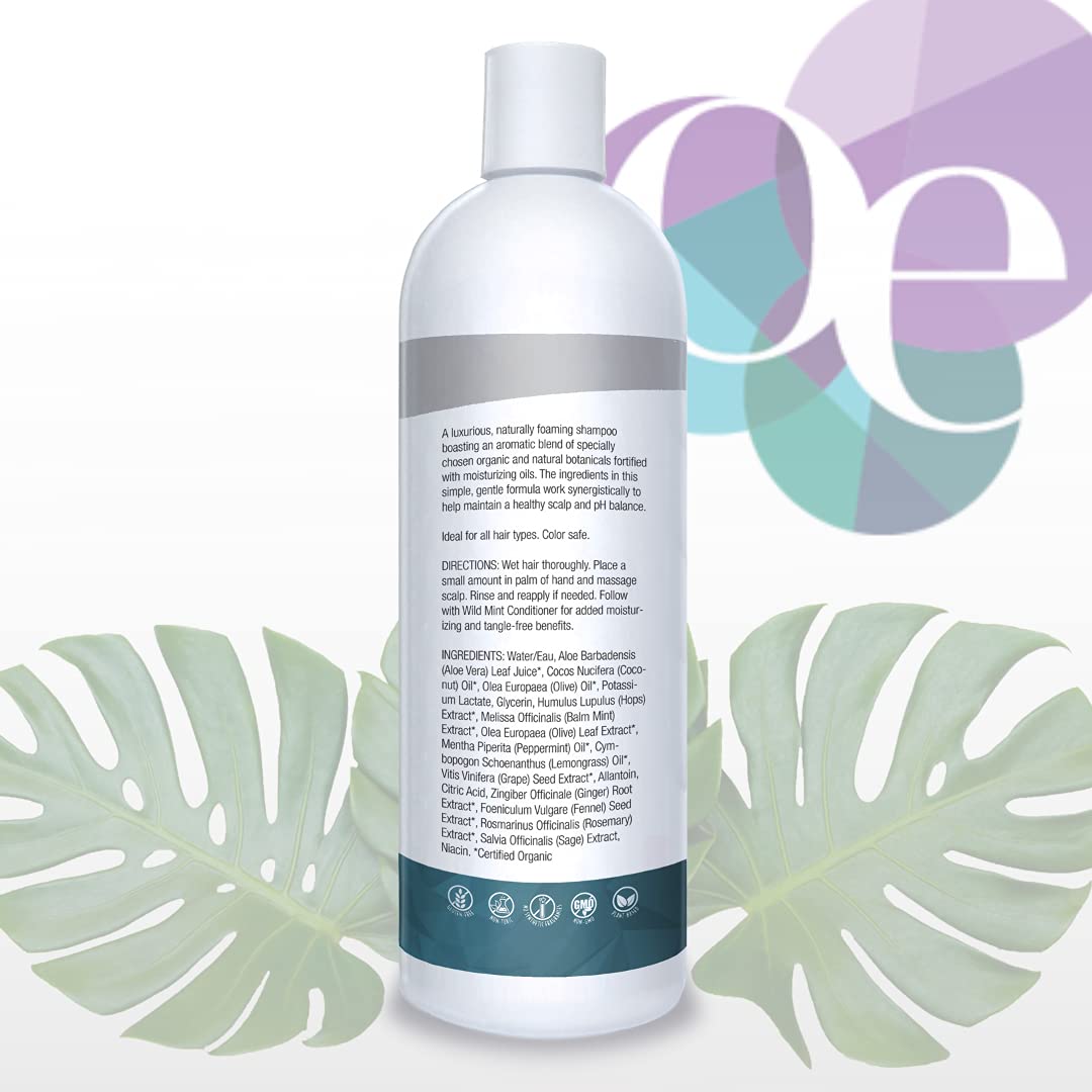 Organic Excellence Natural Organic Shampoo, Wild Mint & Rosemary, Chemical Free, Plant-Based, Toxin-Free, Cruelty-Free, Certified Herbs & Oils For Healthy Full-Bodied Hair 16 fl. oz Organic Excellence uk supplements
