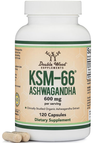Double Wood Supplements Ashwagandha KSM 66 Organic and Clinically Studied Extract (600mg Per Serving, 120 Capsules, 60 Servings) Adaptogen Cortisol Manager for Women and Men Double Wood Supplements uk supplements