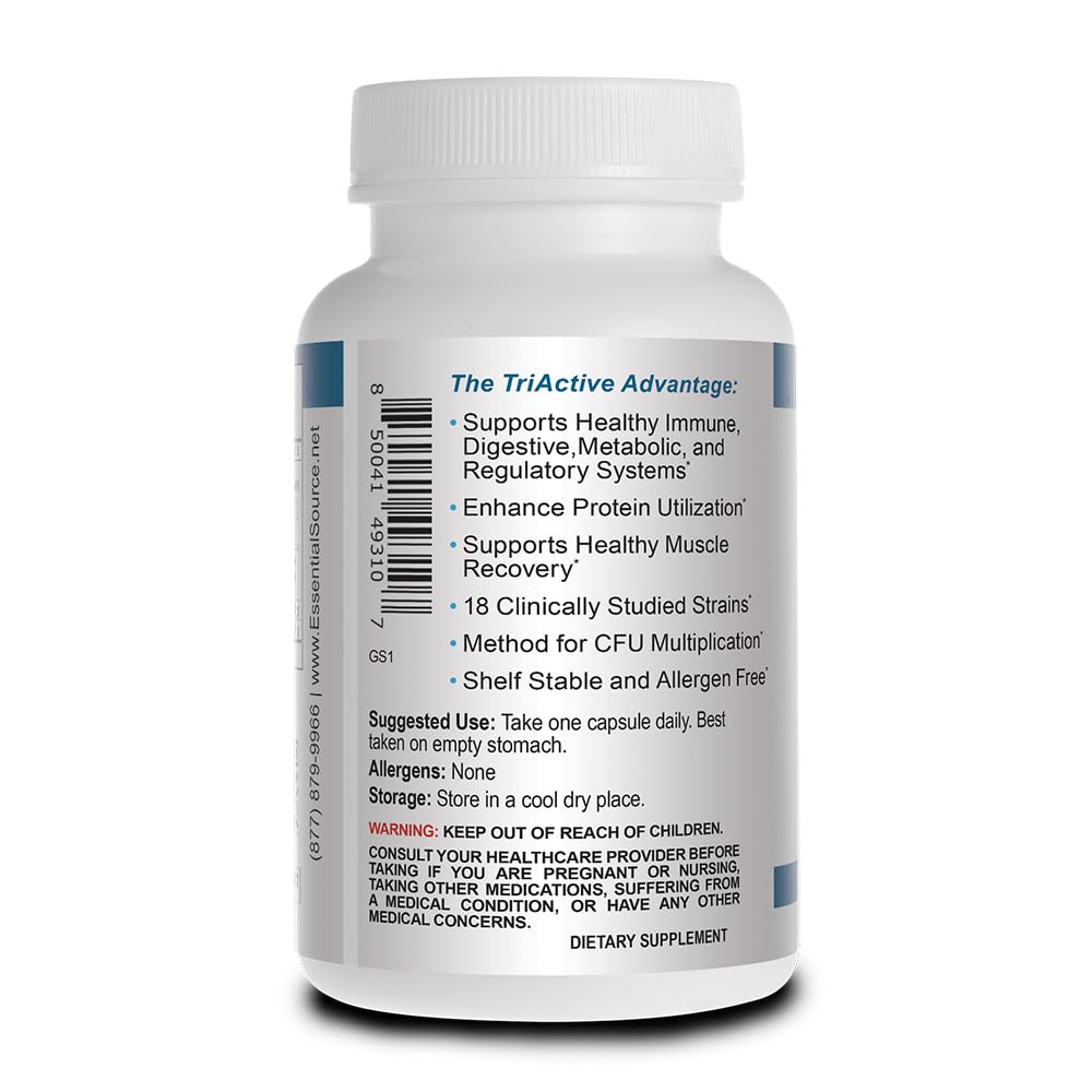 Essential Source TriActive Biotics for Men - Probiotic Capsules, 30 Billion CFU with Prebiotics & Blue Spirulina, Shelf Stable, Allergen Free, Digestive & Immune Support, 30 Count Essential Source uk supplements