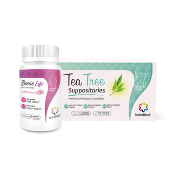 NutraBlast Boric Acid Vaginal Suppositories 600mg (30 Count) w/Tea Tree Oil Suppositories (12 Count) NutraBlast uk supplements