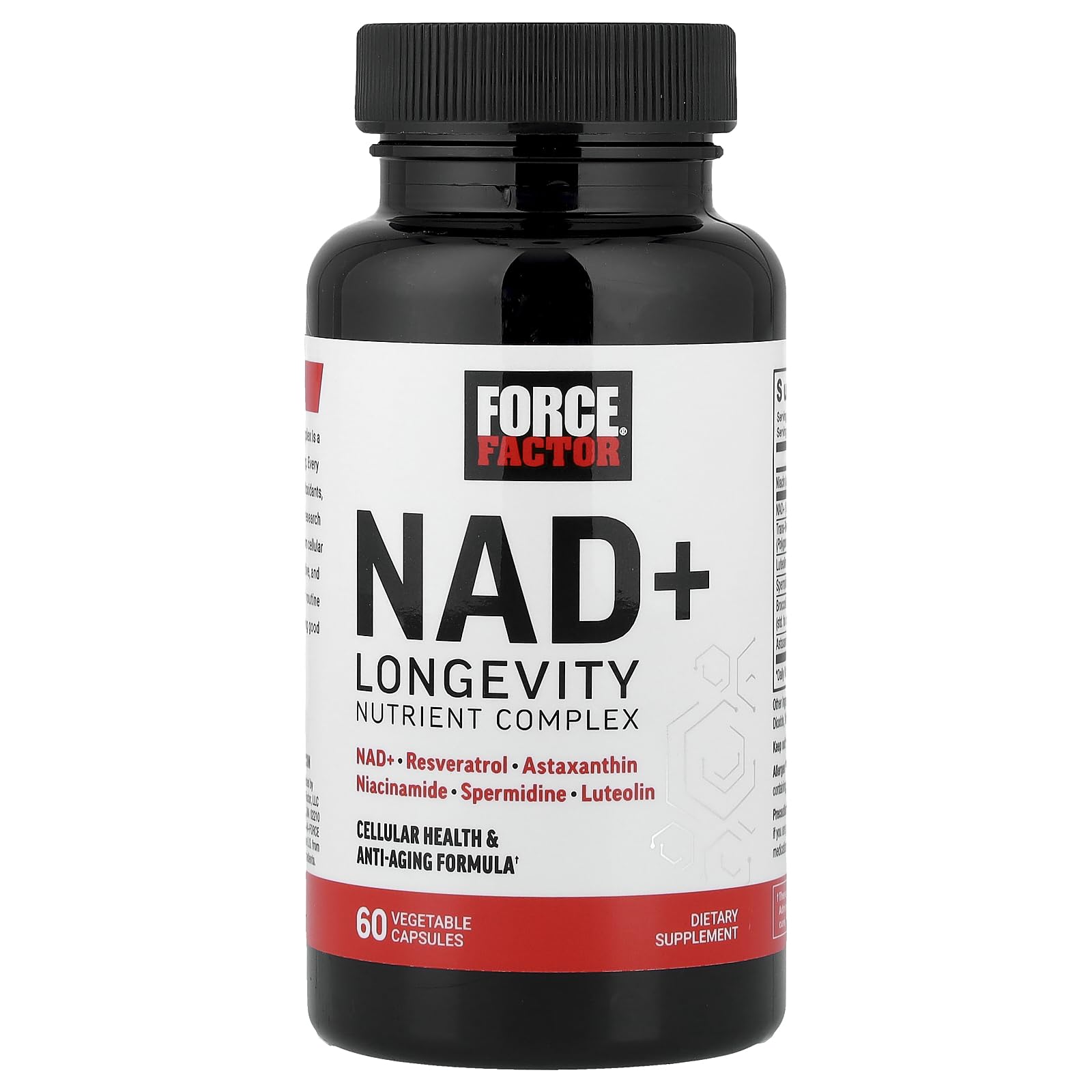 FORCE FACTOR NAD+ (NMN or Nicotinamide Riboside Alternative) with Resveratrol, Astaxanthin, Spermidine & Luteolin Complex, NAD to Support Cellular Health & Healthy Aging, 60 Capsules Force Factor uk supplements