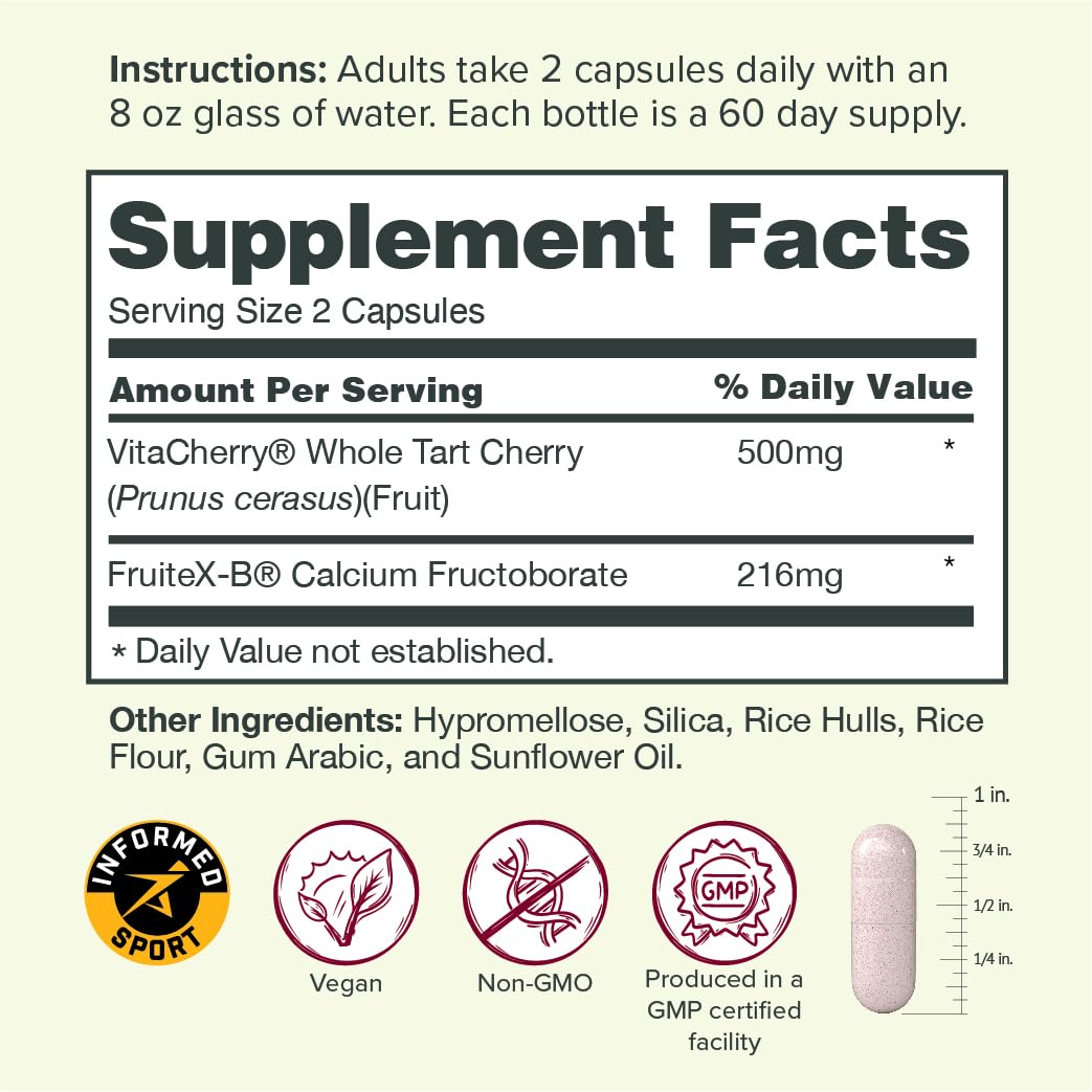 Sur Joint Support FruiteX-B Tart Cherry Capsules - Vegan Fast-Acting Relief for Better Joint Comfort and Mobility - Whole Tart Cherry and Calcium Fructoborate, Muscle Recovery (120 Capsules) Sur uk supplements