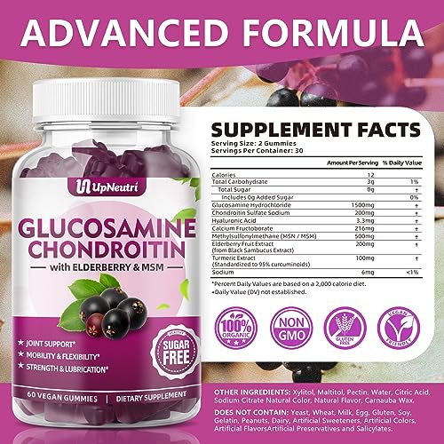 UPNEUTRI Glucosamine Chondroitin Gummies Sugar Free, Extra Strength 1500mg Glucosam UPNEUTRI uk supplements