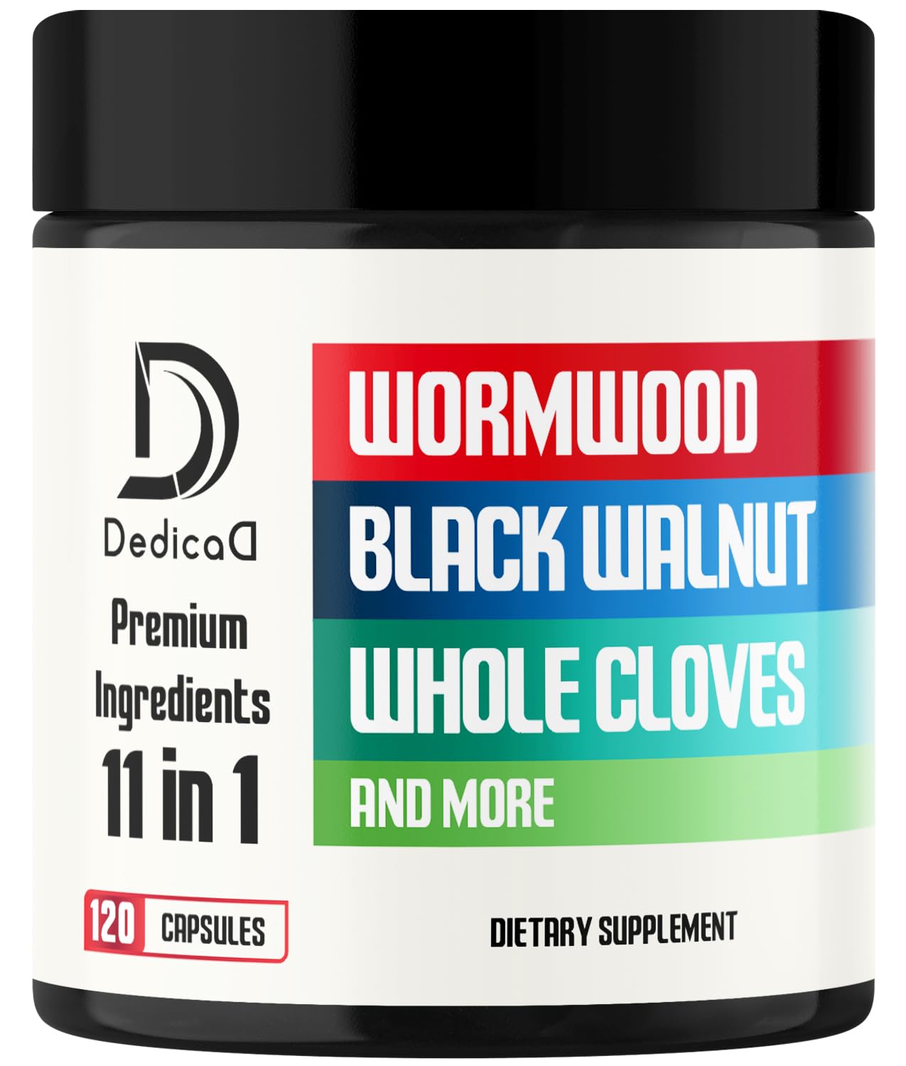 DEDICAD Wormwood Supplement - 120 Capsules Extracted from Black Walnut, Cloves, Turmeric, Apple, Berberine HCl & More - 11 Ingredients Combined for Immune System - 2-Month Supply DEDICAD uk supplements