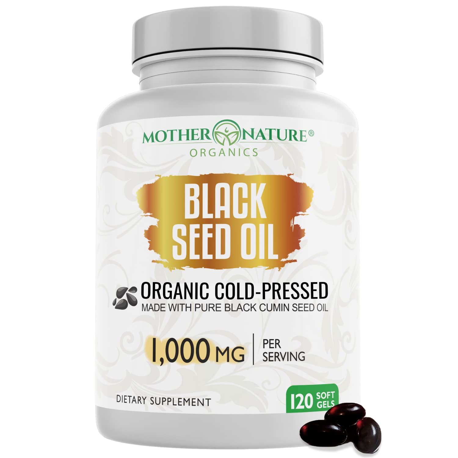 Black Seed Oil Capsules - 120 Count (Organic, Non-GMO Liquid) Premium Cold Pressed Mother Nature Organics Superfoods For Organic Living uk supplements