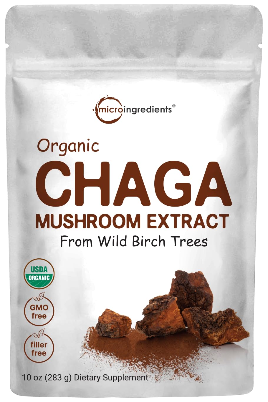 Micro Ingredients Organic Chaga Mushroom Extract 100:1 Powder, 10 Ounce Micro Ingredients uk supplements