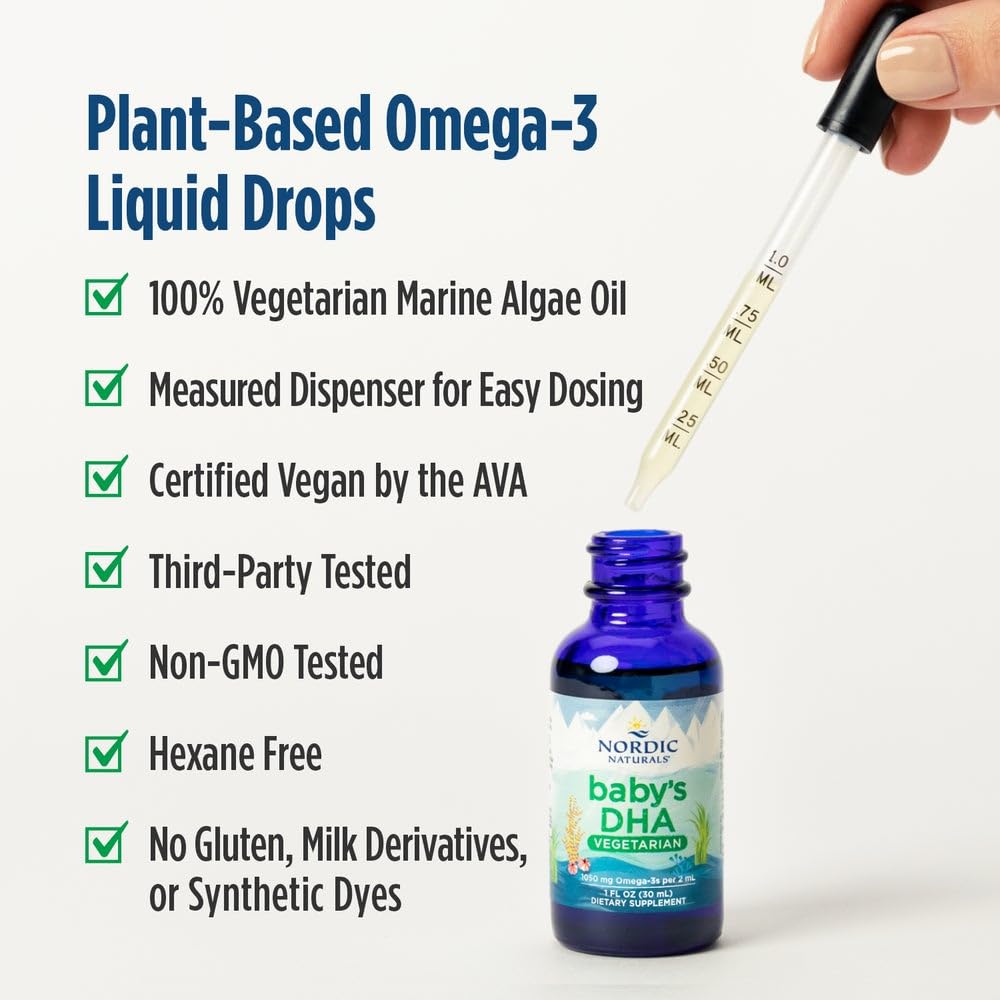 Nordic Naturals Baby’s DHA Vegetarian, Unflavored - 1050 mg Plant-Based Omega-3-1 oz - Supports Brain & Vision Development in Babies - Non-GMO, Vegan - 15 Servings Nordic Naturals uk supplements