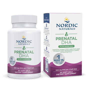 Nordic Naturals Vegan Prenatal DHA, Unflavored - 60 Soft Gels - 500 mg Plant-Based DHA - Supports Brain Development in Babies & Healthy Pregnancy - Non-GMO - 30 Servings Nordic Naturals uk supplements