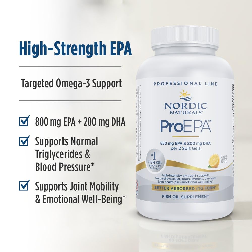 Nordic Naturals ProEPA, Lemon - 180 Soft Gels - 1210 mg Omega-3 - High-Intensity EPA Formula for Healthy Mood, Heart Health & Cellular Function - Non-GMO - 90 Servings Nordic Naturals uk supplements