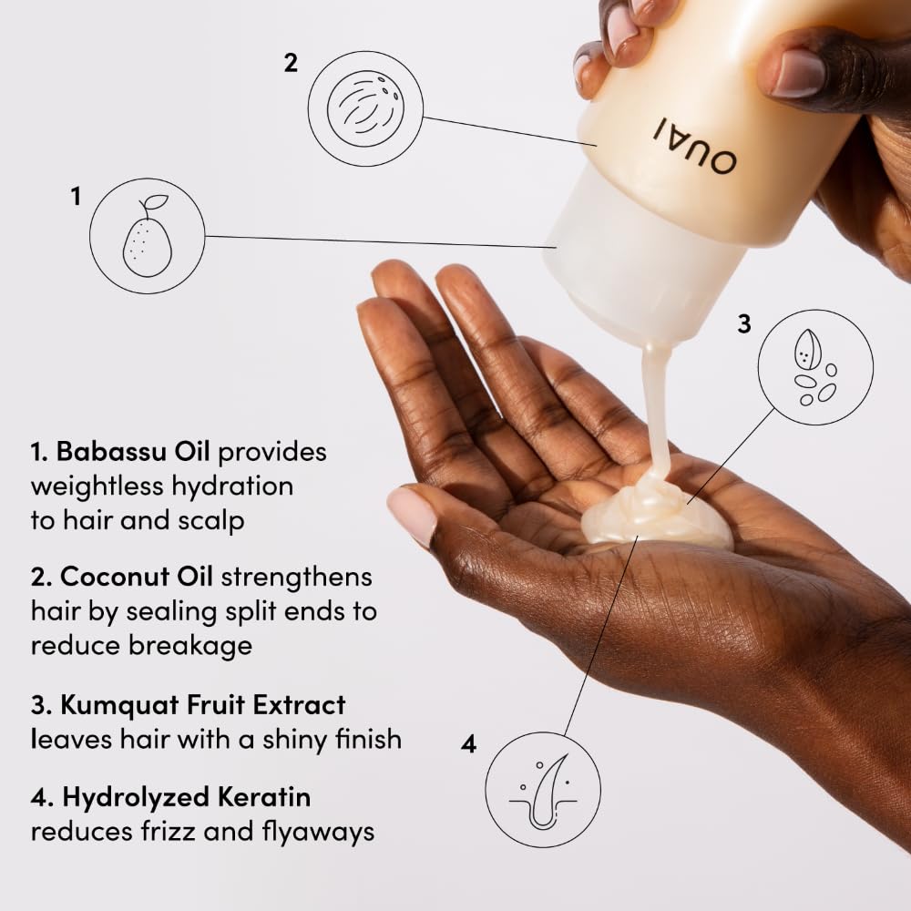 OUAI Medium Hair Shampoo & Conditioner Set, Travel Size - Hydrating Shampoo & Conditioner - With Coconut Oil, Babassu, Kumquat Extract & Keratin - Sulfate, Paraben & Phthalate Free (3 Oz) OUAI uk supplements