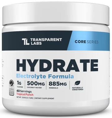 Transparent Labs Hydrate Naturally Sweetened Electrolytes Powder - Hydration Powder Electrolytes with Coconut Water, Calcium, Taurine, & Potassium Transparent Labs uk supplements