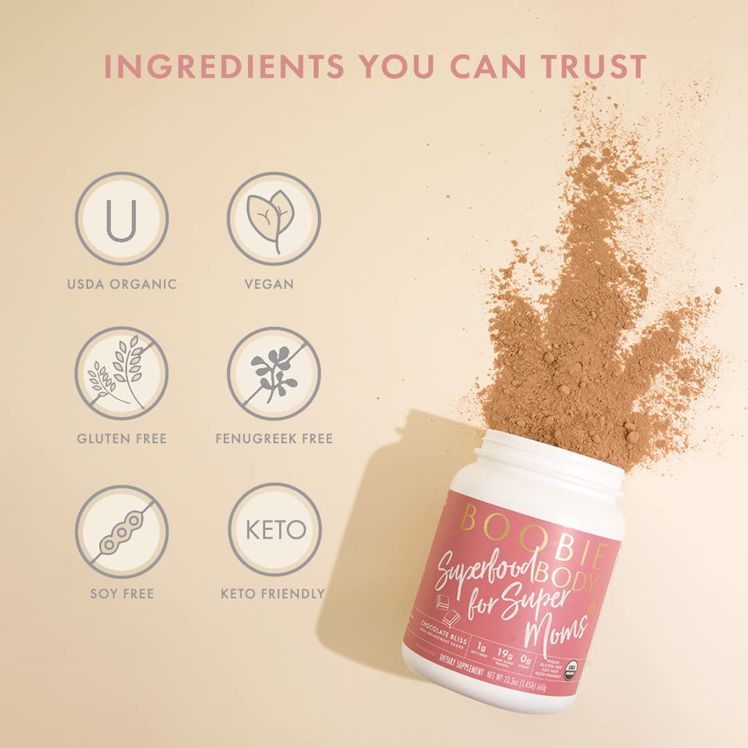 Boobie Body Organic Superfood Plant-Based Protein Shake, Chocolate Bliss, [23.4oz, 1 Tub] Boobie Brands uk supplements