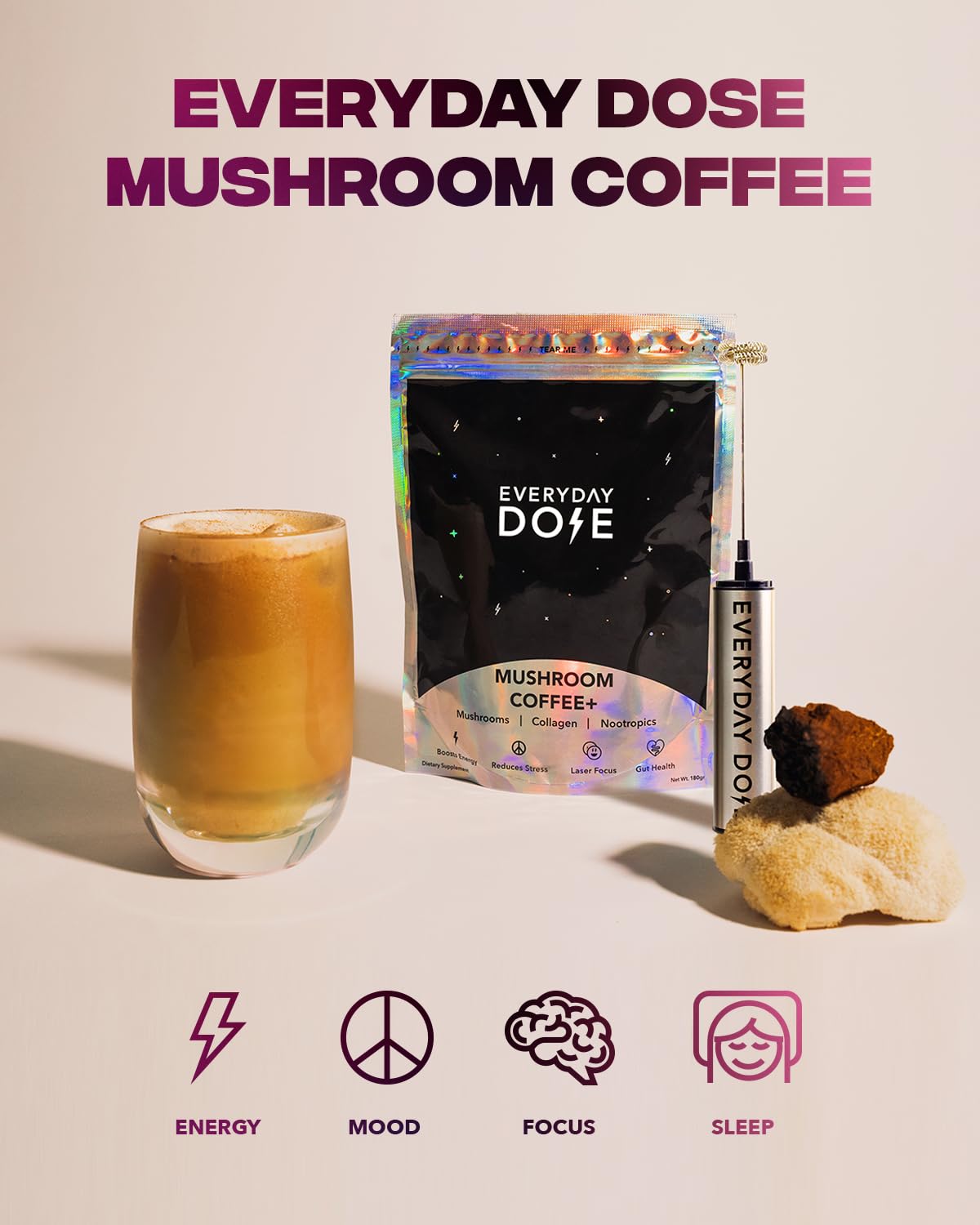 The Mushroom Latte by Everyday Dose | Premium Coffee Extract with Grass-Fed Collagen Everyday Dose uk supplements