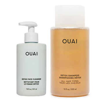 OUAI Detox Shower Routine Bundle - Gentle Detox Face Cleanser (7.8 Oz) and Clarifying Shampoo with Apple Cider Vinegar (10 Oz) - Removes Dirt, Oil, Product, Makeup, and Sunscreen - 2-Piece Bundle OUAI uk supplements