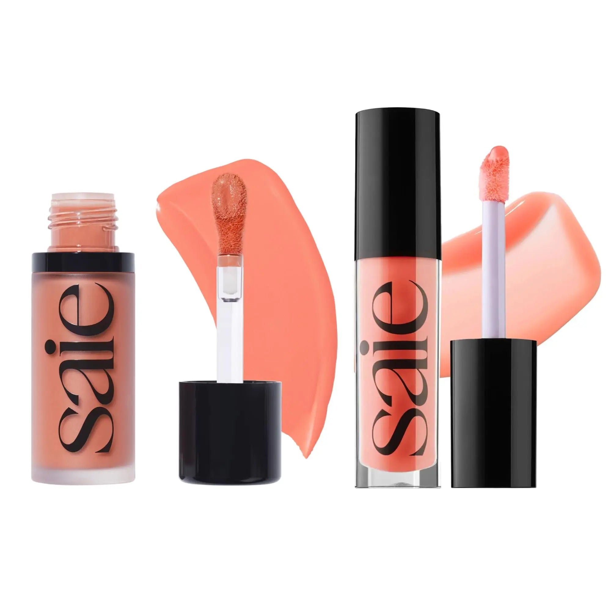 Saie Dewy Glow Duo - Dew Liquid Blush - (.40 oz, Hottie), Glossybounce Lip Gloss-Oil Hybrid (.17 oz, Splash) - Hydrating, Vegan Makeup for Radiant Cheeks & Lips Saie uk supplements