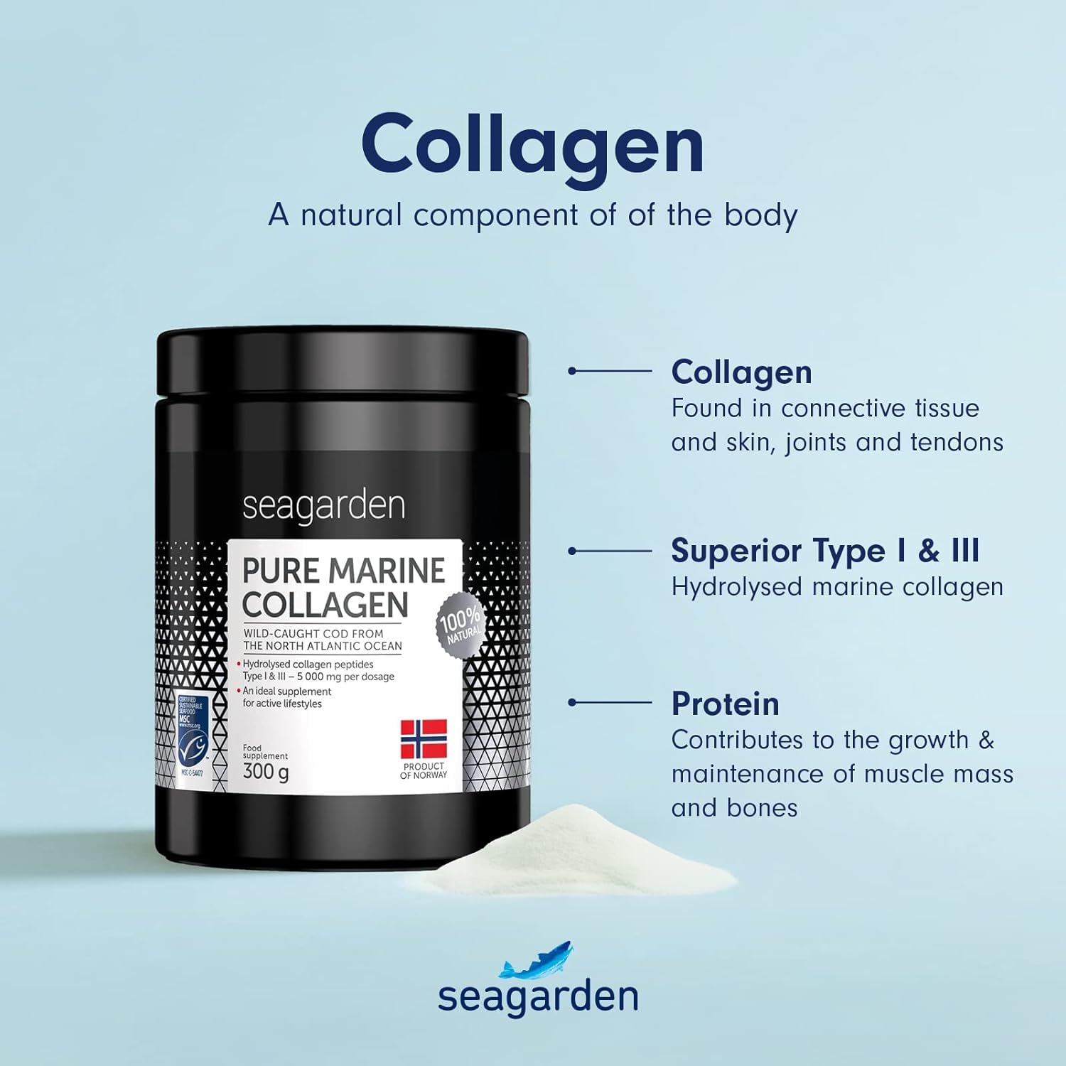 Seagarden Pure Marine Collagen Powder (Type I & III) | Wild-Caught Arctic Cod SEAGARDEN uk supplements