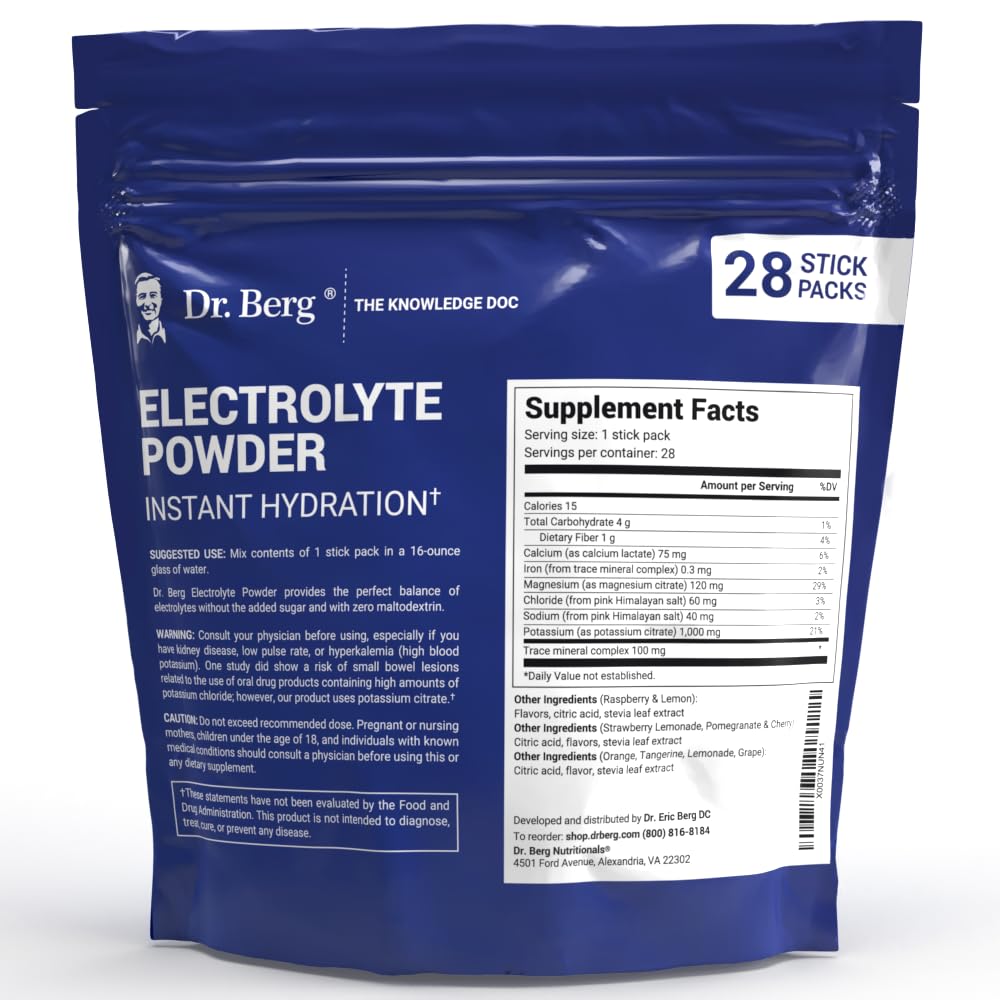 Dr. Berg's Electrolytes Powder Packets - Travel Size Hydration Electrolyte Drink Mix Dr. Berg Nutritionals uk supplements