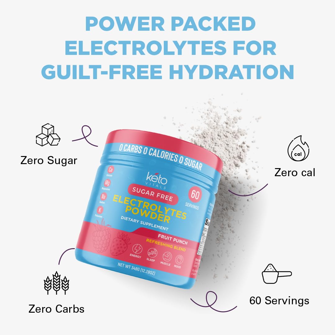 Keto Vitals Keto Electrolytes Powder | Keto-Friendly Electrolytes with Potassium, Magnesium, Sodium, Calcium | Electrolytes Sugar Free | Supplement Energy Drink Mix Keto Vitals uk supplements