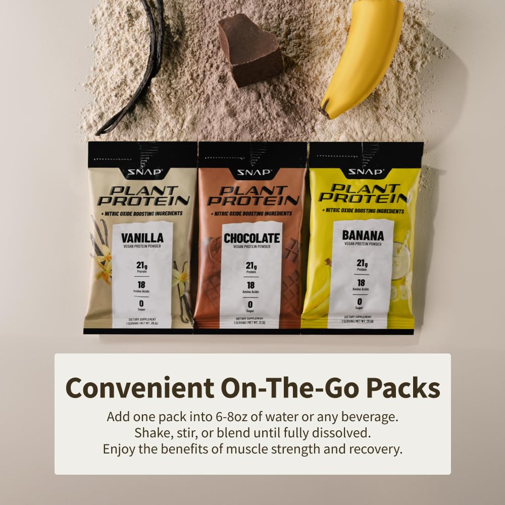 Snap Supplements 100% Plant Based Protein Powder Stick Packs with Nitric Oxide Booster Snap Supplements uk supplements