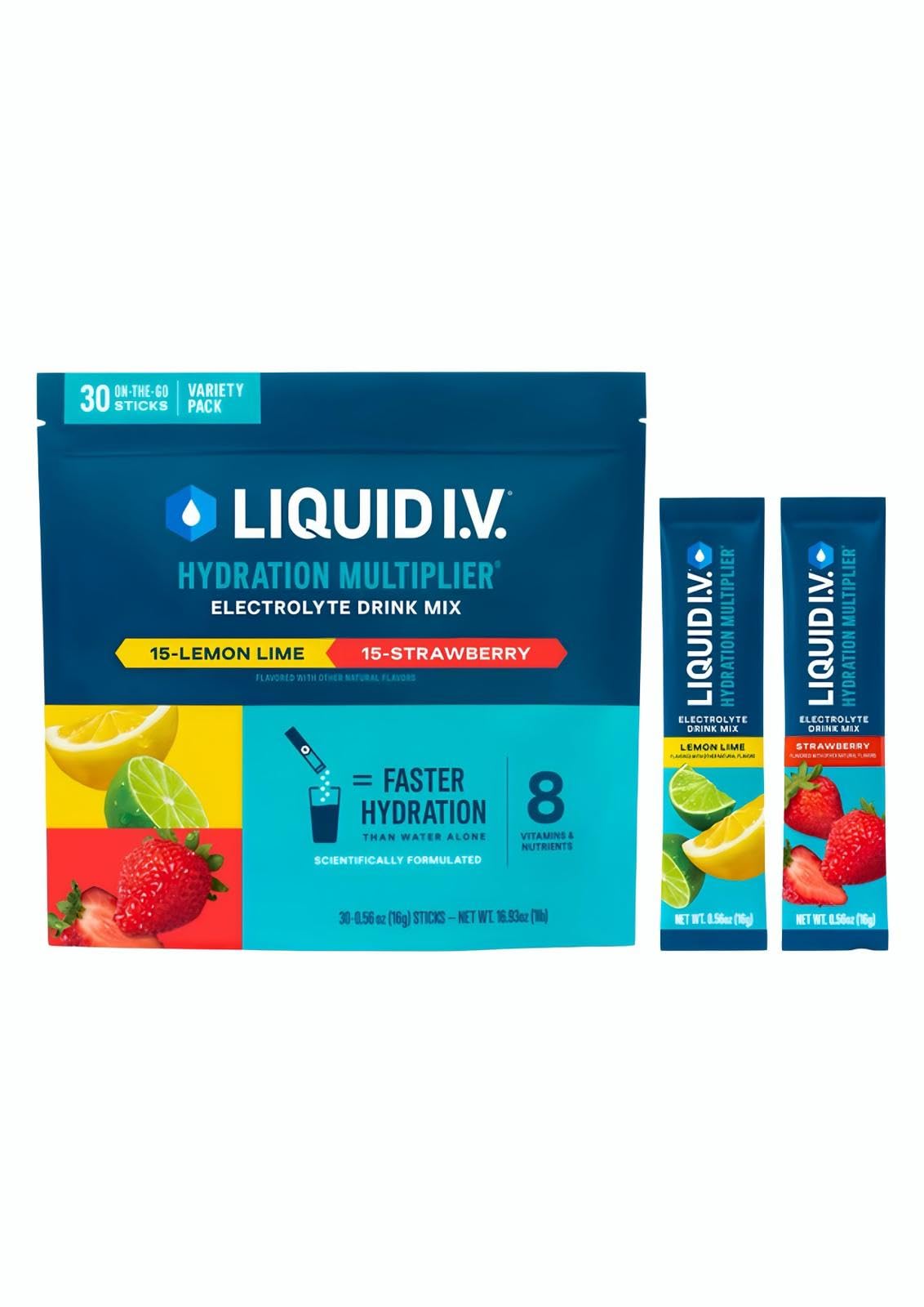 Liquid I.V. Hydration Multiplier Electrolyte Drink Mix, Variety, 0.56 Oz, 30 Ct Liquid I.V. uk supplements