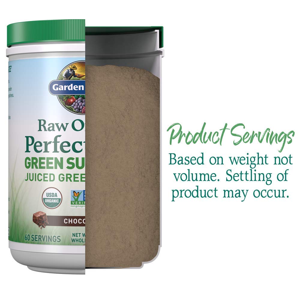 Garden of Life Raw Organic Perfect Food Green Superfood Juiced Greens Powder - Chocolate, 60 Servings, Non-GMO, Gluten Free, Vegan Whole Food Dietary Supplement Plus Probiotics, Enzymes Garden of Life uk supplements