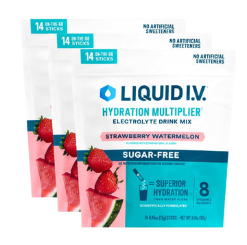 Liquid I.V.® Hydration Multiplier Sugar Free – Strawberry Watermelon | Electrolyte Powder Drink Mix | 3 Pack (42 Servings) Liquid I.V. uk supplements