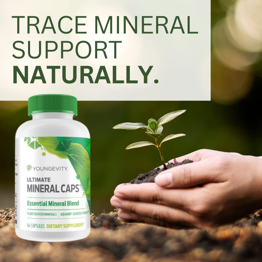 Youngevity Ultimate Mineral Caps™ - 70+ Essential Full Spectrum Trace Minerals - Nutrient-Dense, Derived from Humic & Aquamin Seaweed (64 Capsule) Youngevity uk supplements