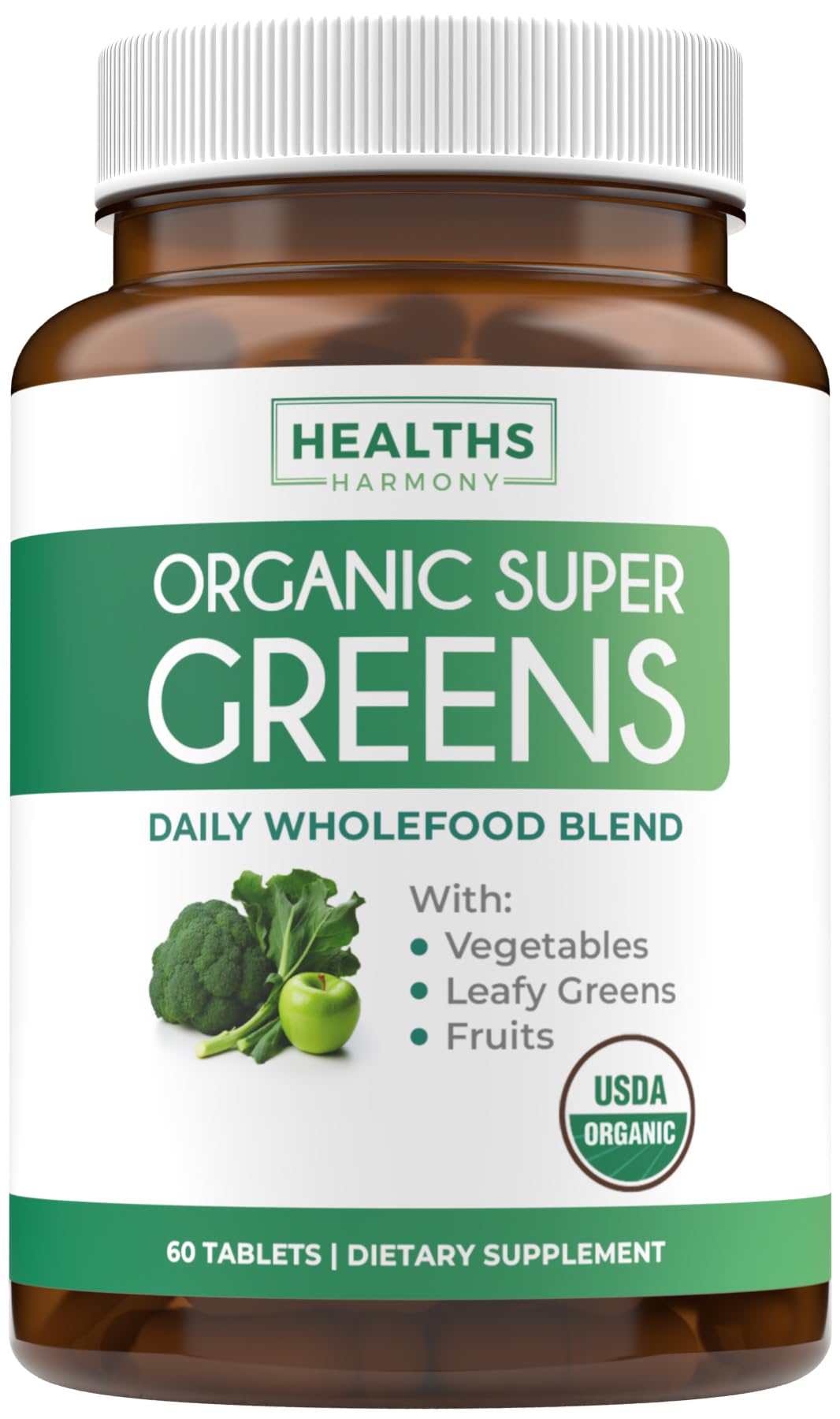 Super Greens & Vitamin C (1-Month Supply) Greens & C Synergy Bundle of Organic Super Greens Powder - Complete Superfood (60 Capsules) & & Vitamin C Immune Support (60 Vegetarian Caps)(Non-GMO) Healths Harmony uk supplements
