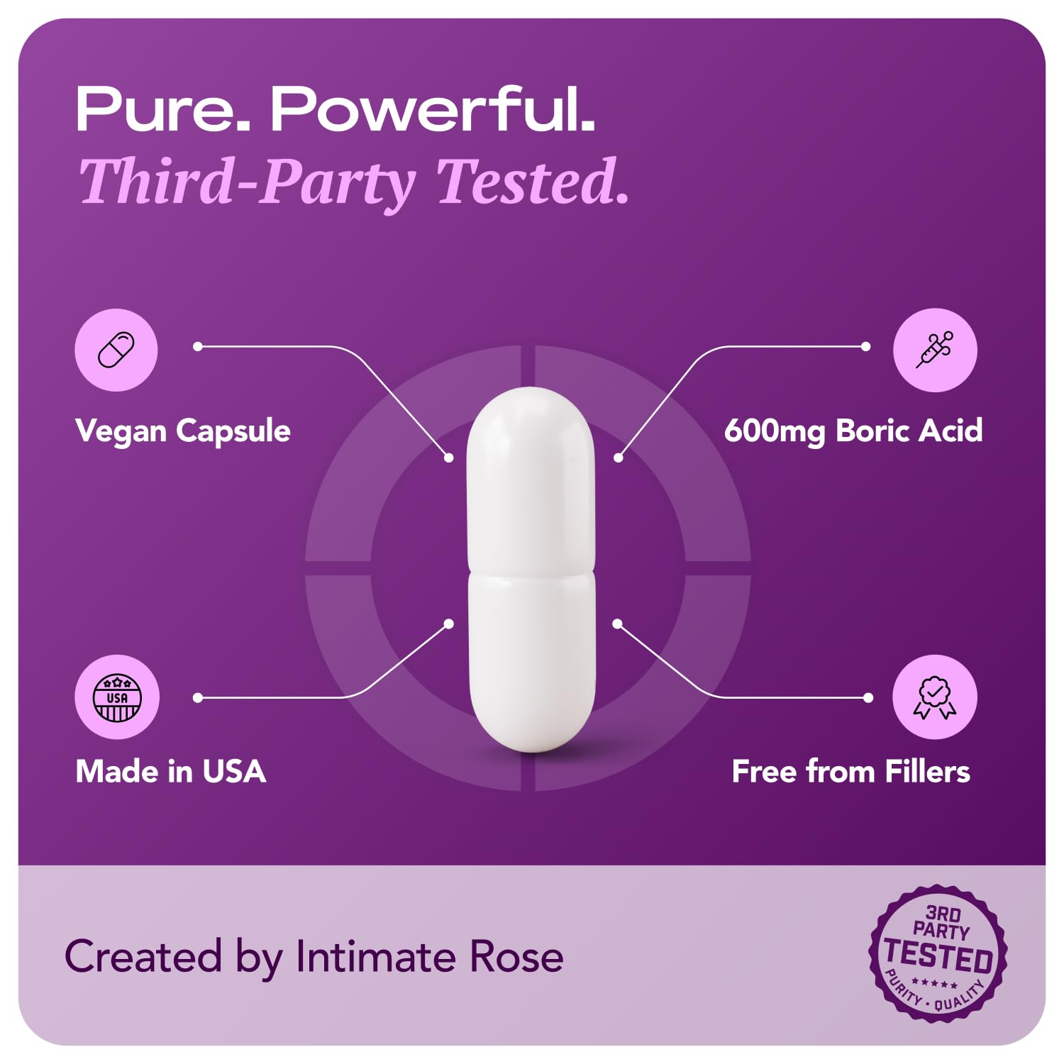 Intimate Rose Boric Acid Vaginal Suppositories, 14 Count for Feminine Deodorizing & Freshness - Vegan Capsules Intimate Rose uk supplements