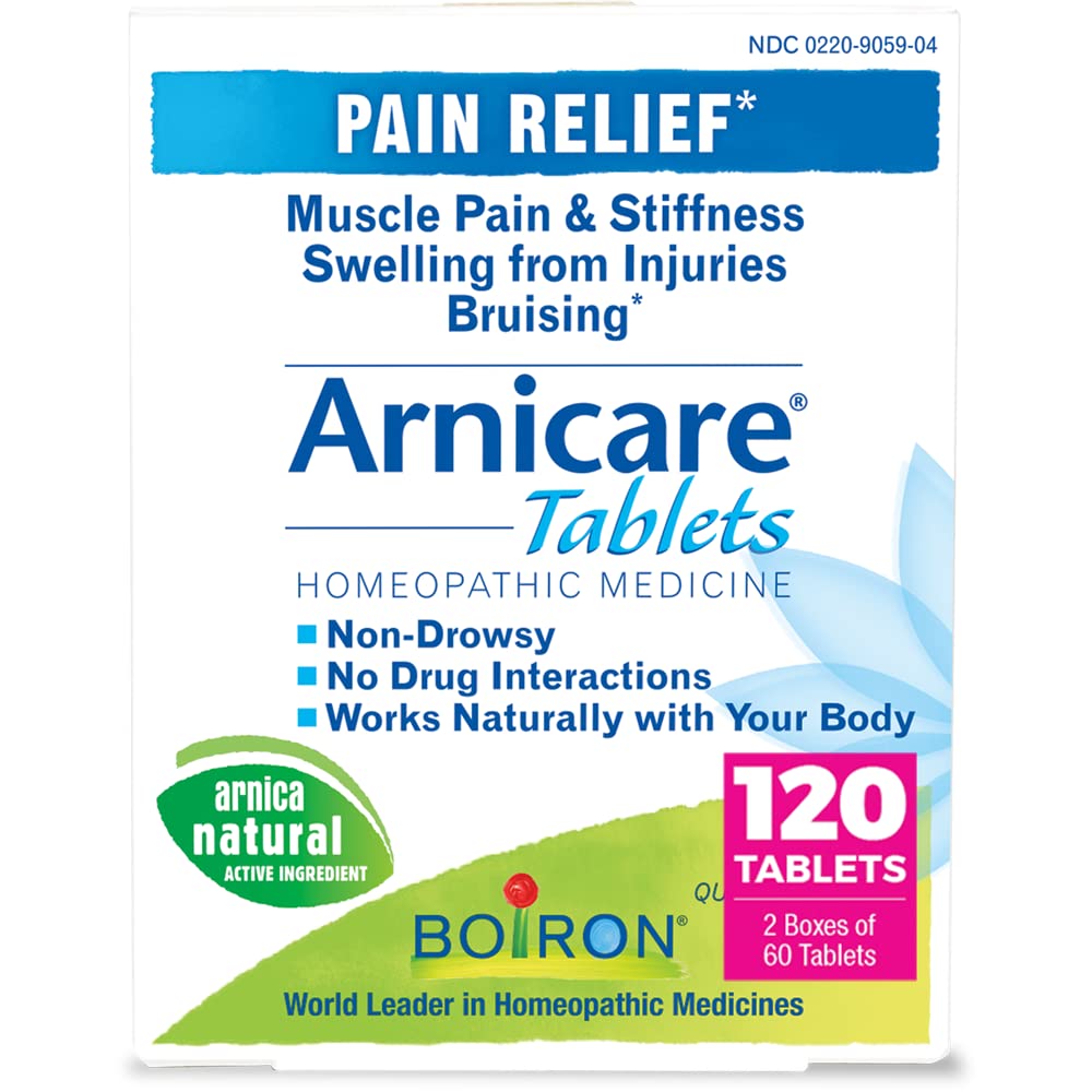 Boiron Arnicare Tablets for Pain Relief from Muscle Pain, Joint Soreness, Swelling from Injury or Bruises - 120 Count (2 Pack of 60) Boiron uk supplements