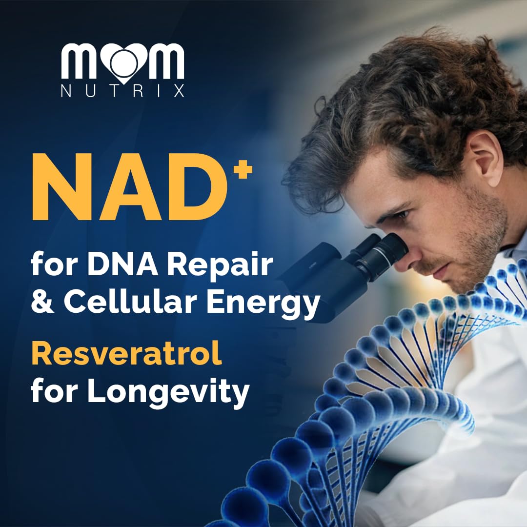 MOM NUTRIX Liposomal NAD Supplement with Resveratrol - High Purity NAD Plus 2000 mg, 120 Capsules, Made in The USA - NMN Alternative MOM NUTRIX uk supplements
