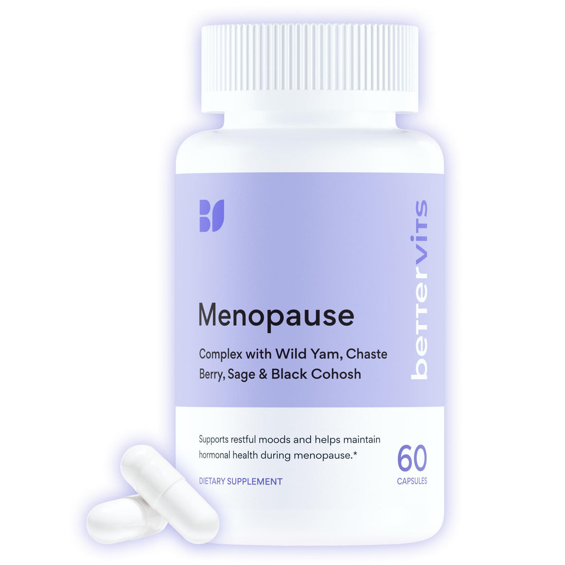 Bettervits Menopause Supplements for Women with Ashwagandha and Zinc | Hormone Balance Support with Vitamins D3 B6 B12 for Hot Flashes | Perimenopause Supplements for Monthly Wellness - 60 Capsules Bettervits uk supplements