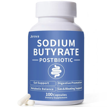 Sodium Butyrate, Butyrate Gut Health Supplement, Postbiotic for Gut, Stomach & Digestive, Support IBS, Leaky Gut, Gas & Bloat, Low Odor, 100 Vegan Capsules Jkrova uk supplements
