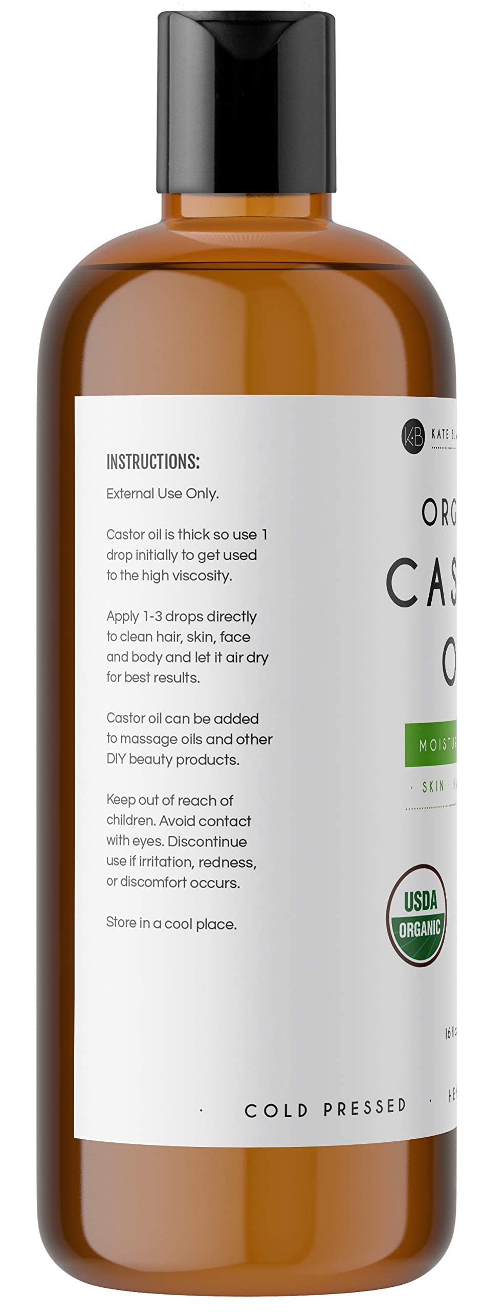 Kate Blanc Cosmetics Castor Oil 16oz - USDA Certified Organic. Cold-Pressed, 100% Pure Kate Blanc Cosmetics uk supplements