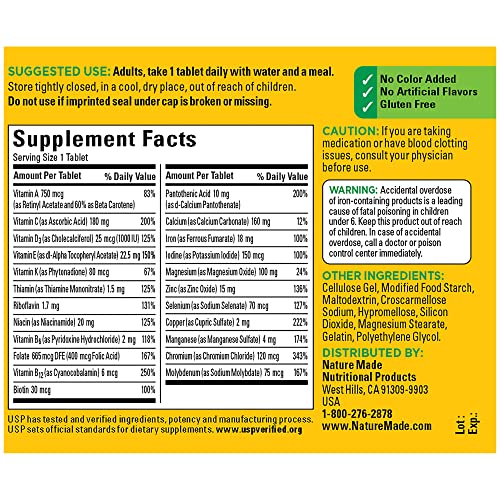 Nature Made Multivitamin Tablets with Iron, Multivitamin for Women and Men Nature Made uk supplements