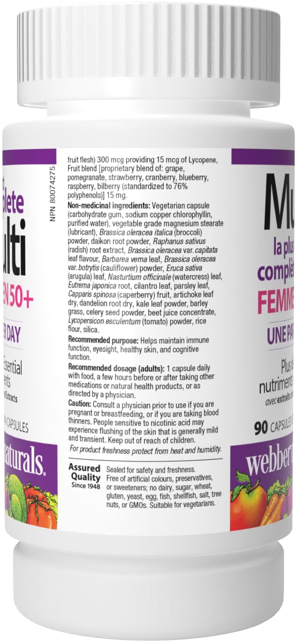 Webber Naturals Women's 50+ Most Complete Multi, 90 Vegetarian Capsules Webber Naturals uk supplements